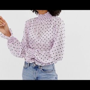 Polka dot high neck top